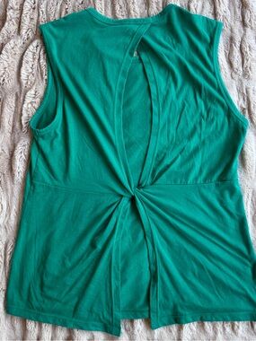 Fabletics Green Open Back Bow Athletic Tank Top